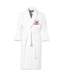Poland Flag Heart Shape Embroidery Logo with Custom Text Embroidered Bathrobes Poland Flag Heart Shape Embroidery Logo with Custom Text Embroidered Bathrobes